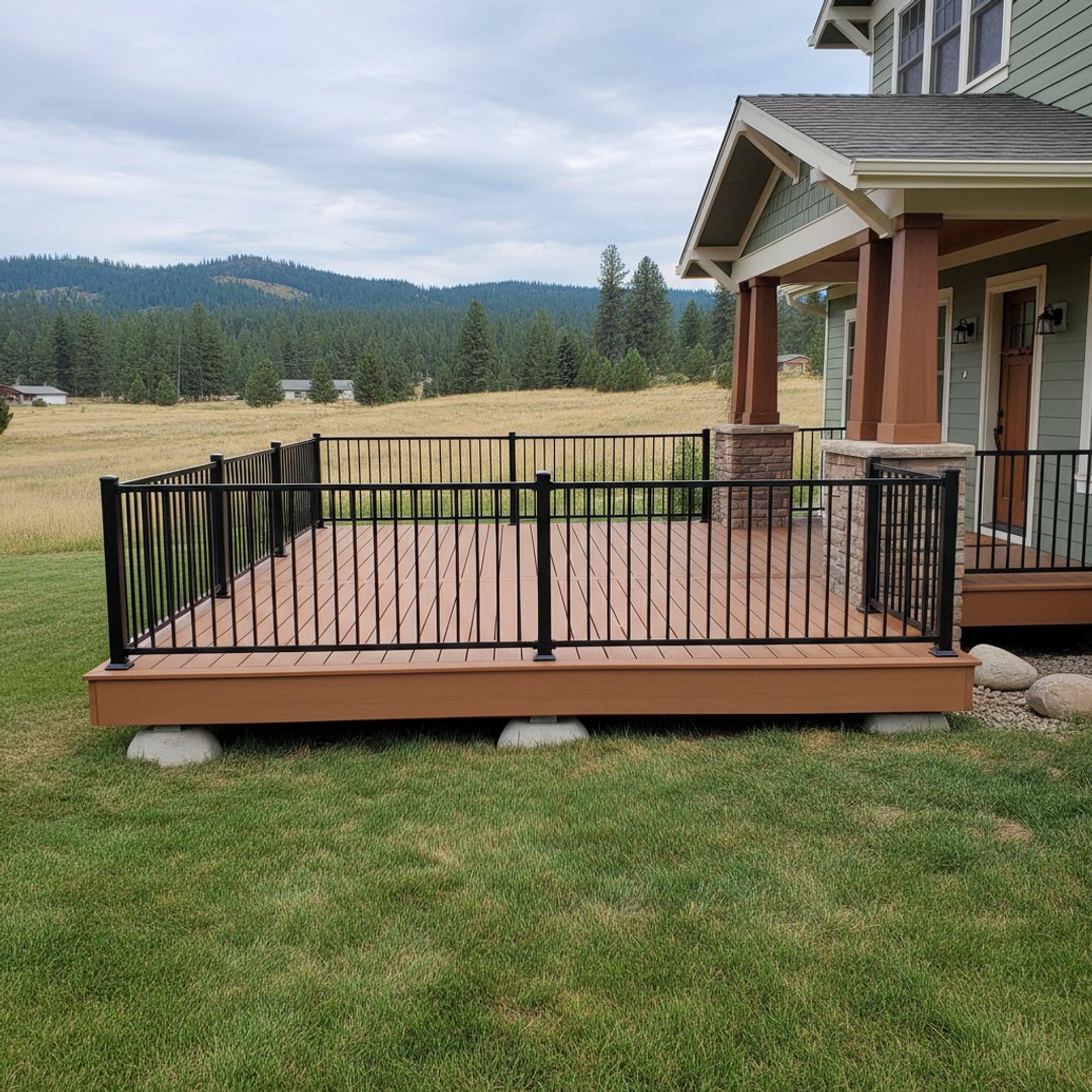 Custom Deck Design completed by Mighty Deck Solutions in Philipsburg, MT